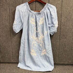 Easel Denim Blue Textured Top
